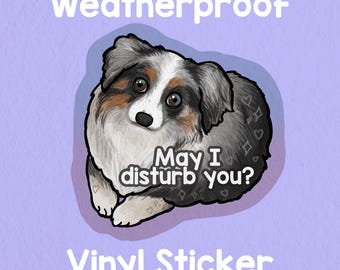 Collie dog may I disturb you? Sticker! Weatherproof Art Sticker! Adorable frog