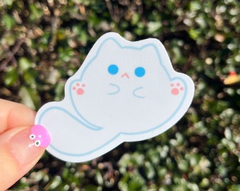 White Cat Sticker! Adorable kitty sticker! Weatherproof