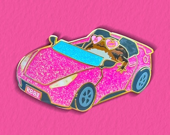 Glitter car frog enamel pin! Adorable sunglasses desert rain toad