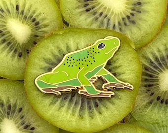 Kiwi Fruit Frog Enamel Pin!