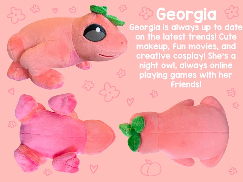 Fruit Frog Plushies! 12 Inch Frog Stuffed Animals! Strawberry Blueberry Kiwi Watermelon Orange Lemon Coconut Banana Grape Peach Georgia the Peach