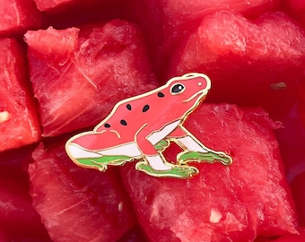 Watermelon Fruit Frog Enamel Pin!