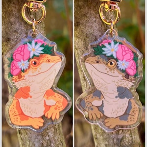 Orange and Brown Bearded Dragon Adorable double sided acrylic keychain!