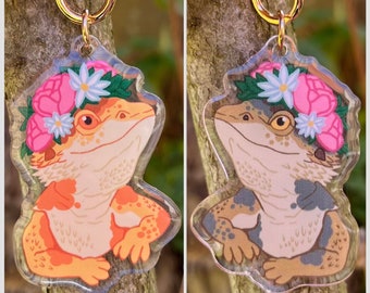 Orange and Brown Bearded Dragon Adorable double sided acrylic keychain!