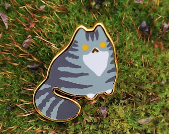 Mini Grey Tabby Kitty Enamel Pin! Adorable tiny cat pin!