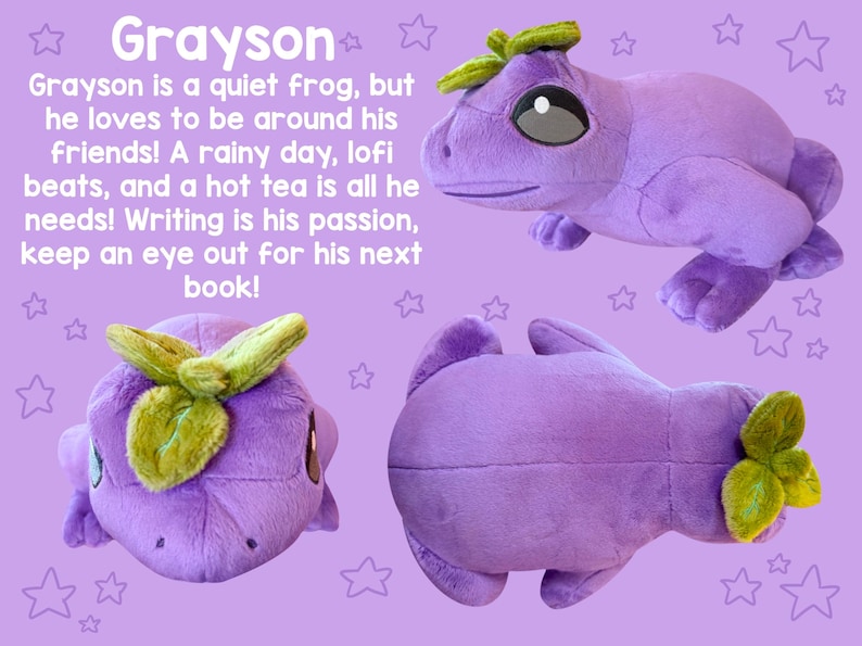 Fruit Frog Plushies! 12 Inch Frog Stuffed Animals! Strawberry Blueberry Kiwi Watermelon Orange Lemon Coconut Banana Grape Peach Grayson the Grape