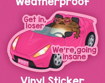 Get in loser, we’re going insane! Rain Frog sticker! Funny sticker! Weatherproof