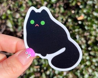 Black Cat Sticker! Adorable kitty sticker! Weatherproof