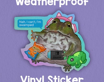 Gamer frog I’m swamped Sticker! Art Sticker!