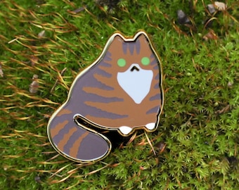 Mini Brown Tabby Kitty Enamel Pin! Adorable tiny cat pin!