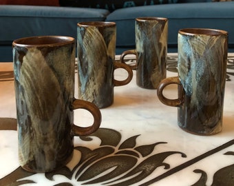 Conjunto de 4 canecas vintage Caffe D’ Vita para café expresso ou cappuccino / Estilo moderno de meados do século XX