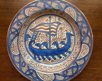 Prato antigo artesanal Hispano Moresque Lusterware Alhambra da LA CERAMO