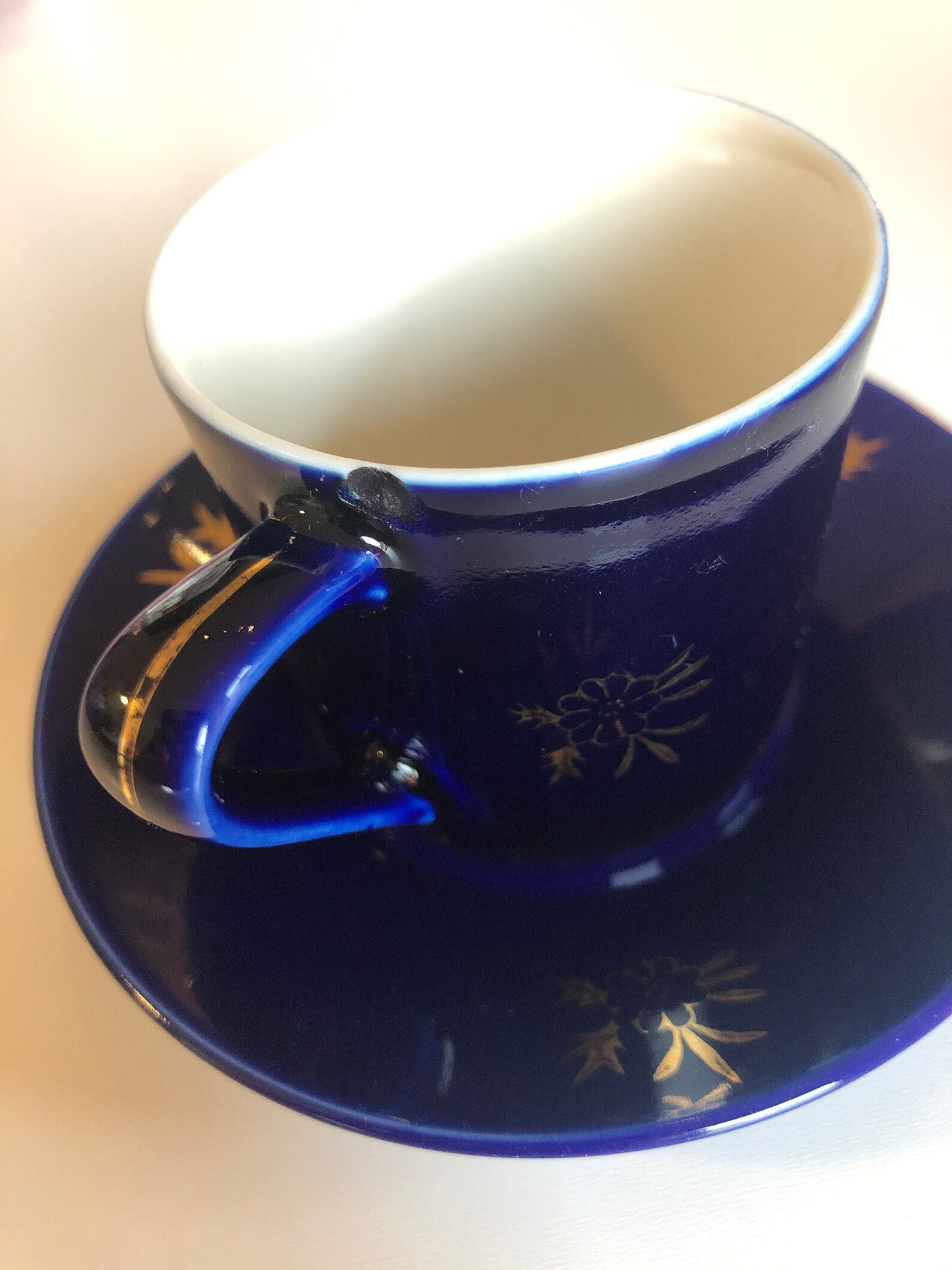UNIQUE Cobalt Blue Espresso Cups with Floral & Classical Etsy