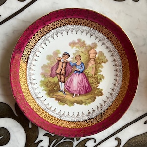 Vintage Limoges Fragonard Lovers In The Garden Porcelain Plate FRANCE