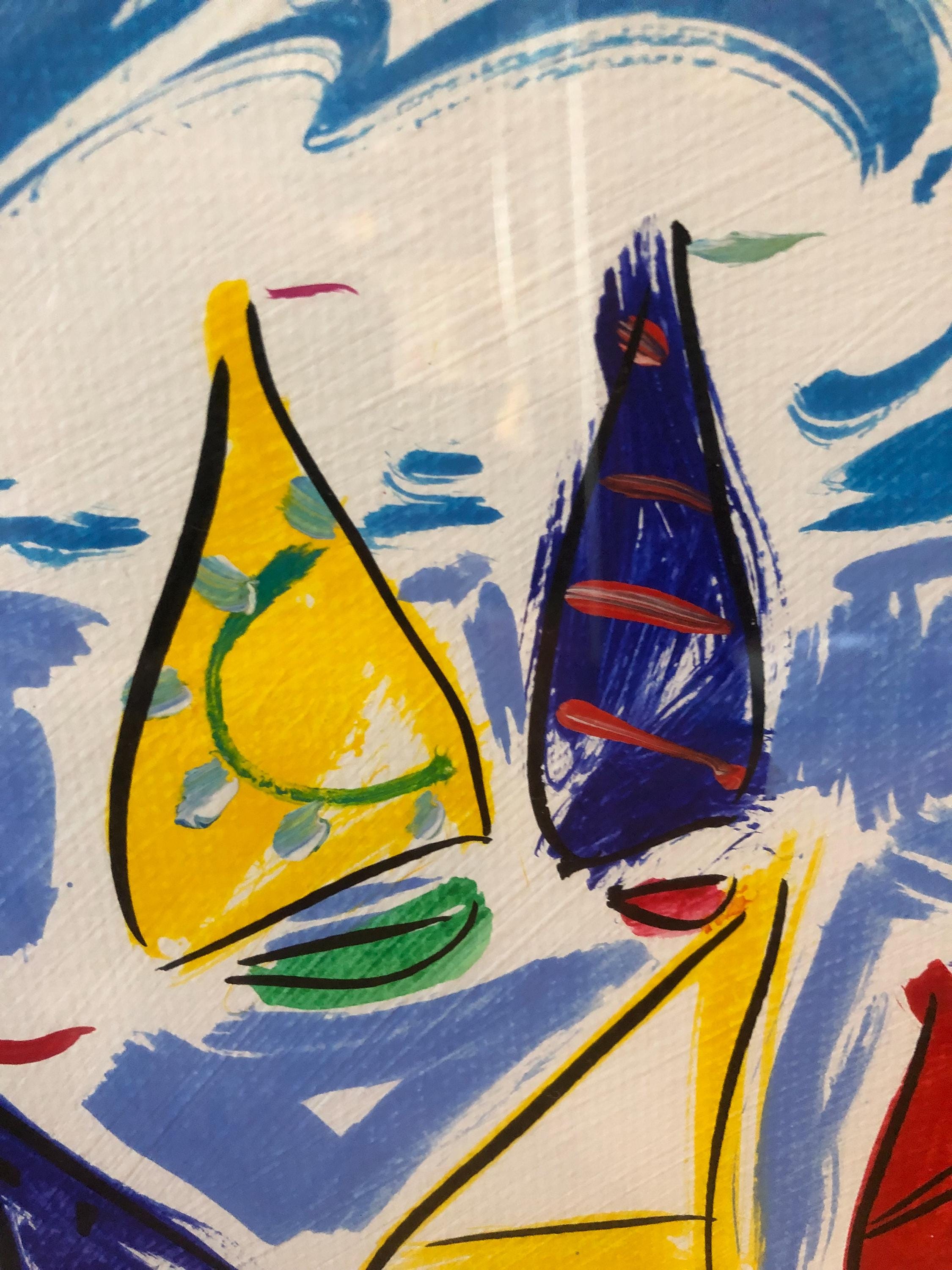 Original Oil on Canvas Sally Huss Painting of Happy Sailboats - Etsy