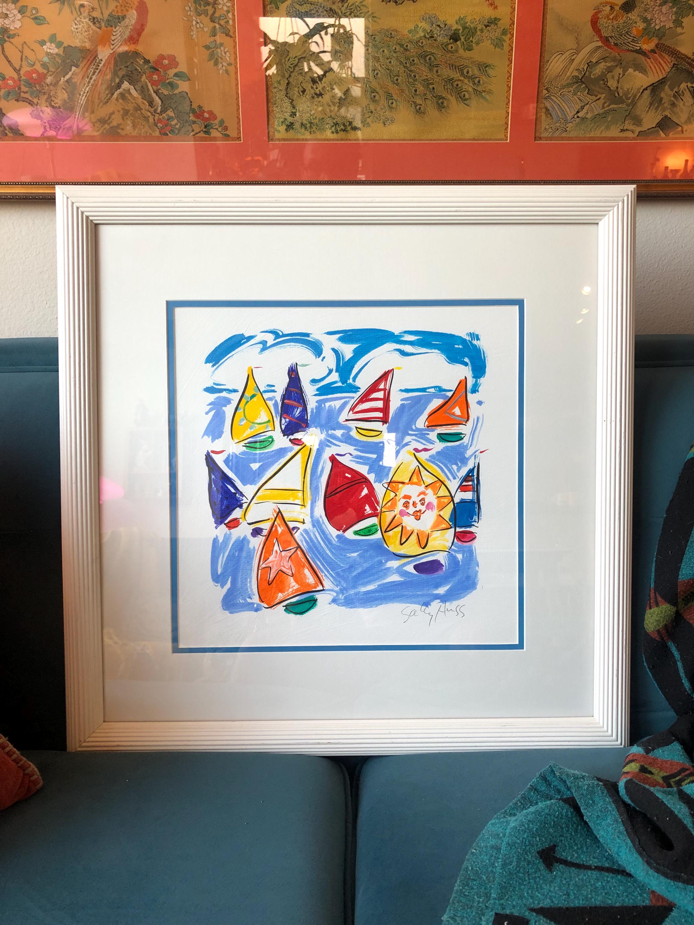 Original Oil on Canvas Sally Huss Painting of Happy Sailboats - Etsy
