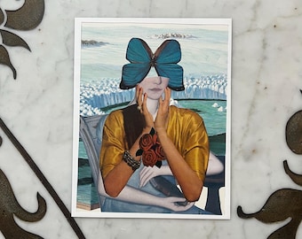 Lição de casa para a aula de ciências ~ Colagem de papel original feita à mão / 20 x 15 cm