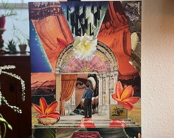 Noite no Teatro ~ Arte Original em Colagem de Papel Feita à Mão / 26,7 x 19,7 cm