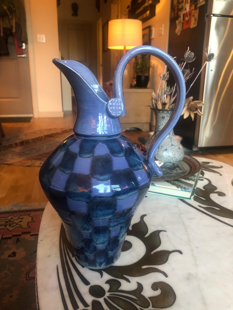 Large and Elegant “shades of Blue” Ceramic Studio Art Pitcher - Etsy