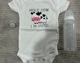 Holy Cow I'm Cute Short Sleeve Onesie