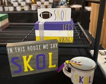 Let's Go Vikings Bookstack| Skol Rectangle Sign| NFL
