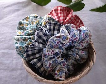 Scrunchies | cotton hair accessories | gingham floral