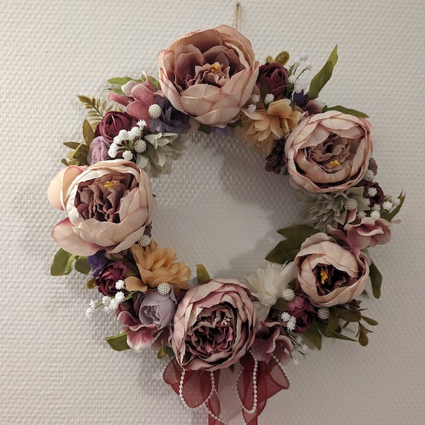 Couronne de fleurs, Decor, decoration de maison, home decor, couronne, fleurs, wreath, flowers, couronne sur la porte, wreath on the door