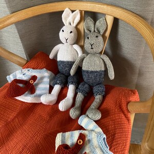 Knitted Grey Rabbit Bunny Friend: Hand Knit Stuffed Toy / Gift for Babies and Kids ...