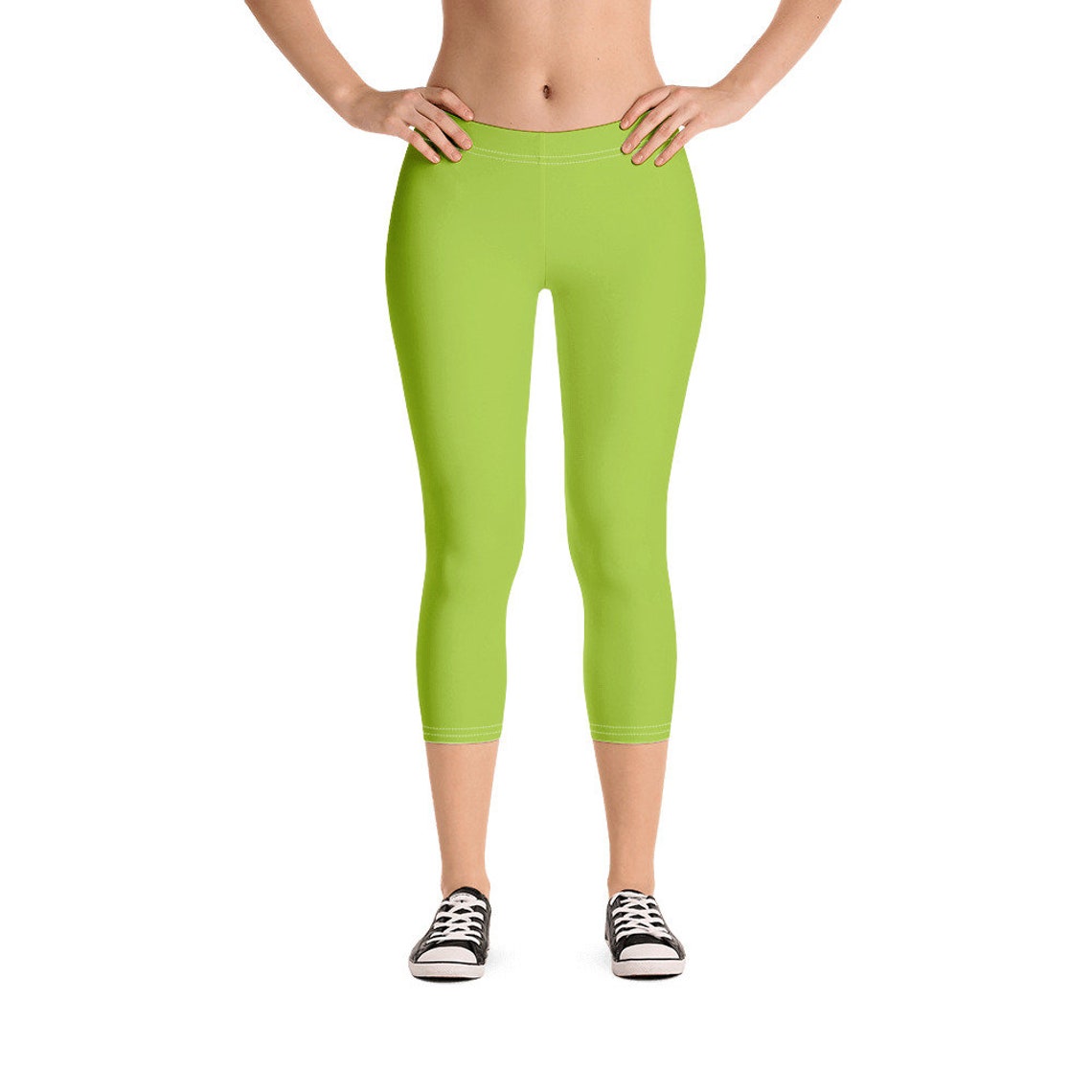 Womens Capri Leggings Lime Green Etsy