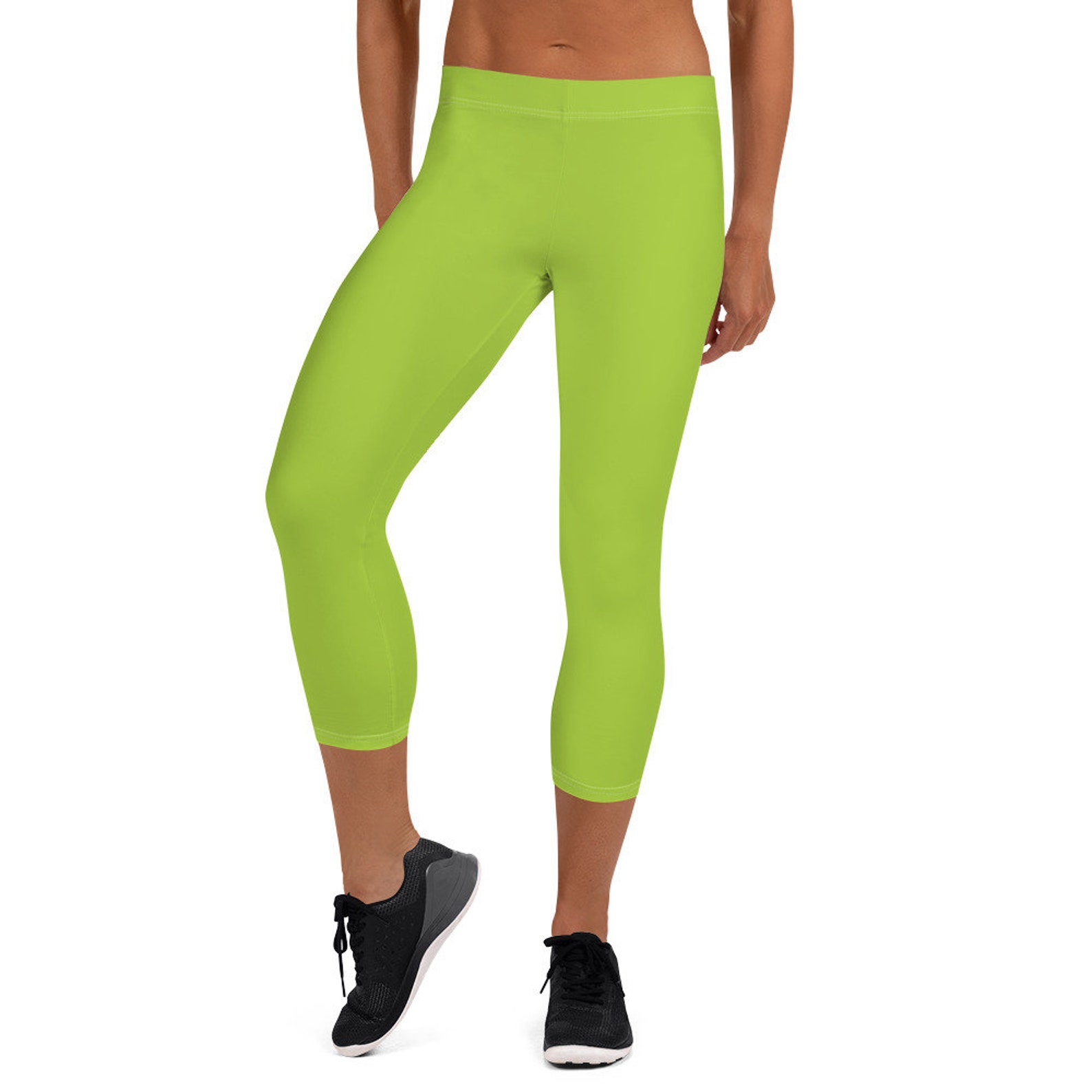 Womens Capri Leggings Lime Green Etsy