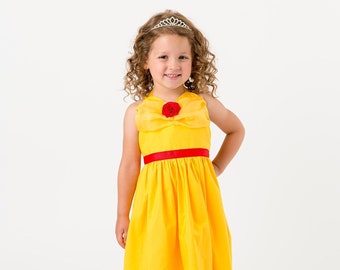 Belle Costume Dress for Kids | Dress Up Apron | Beauty and the Beast Dress Costume for Toddlers Girls | Disney Princess Costume Dress