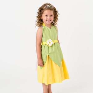 Tiana Costume Dress for Kids | Dress Up Apron | Princess and the Frog Dress Costume for Toddlers Girls | Disney Princess Costume Dress