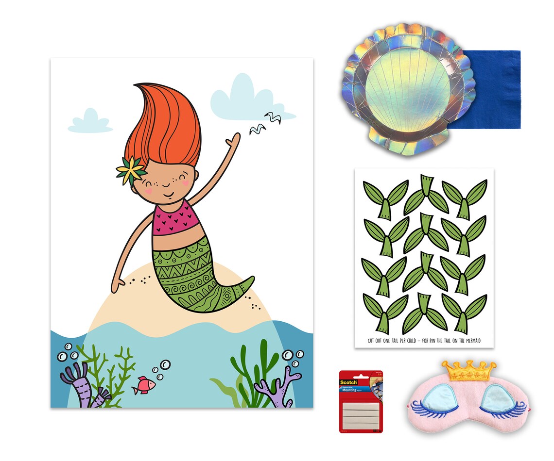 Pin the Tail on the Mermaid Game Little Mermaid Pin the Fin - Etsy