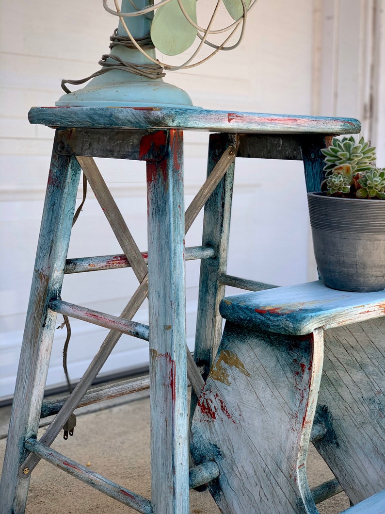 SOLD Vintage Distressed Step Stool - Etsy