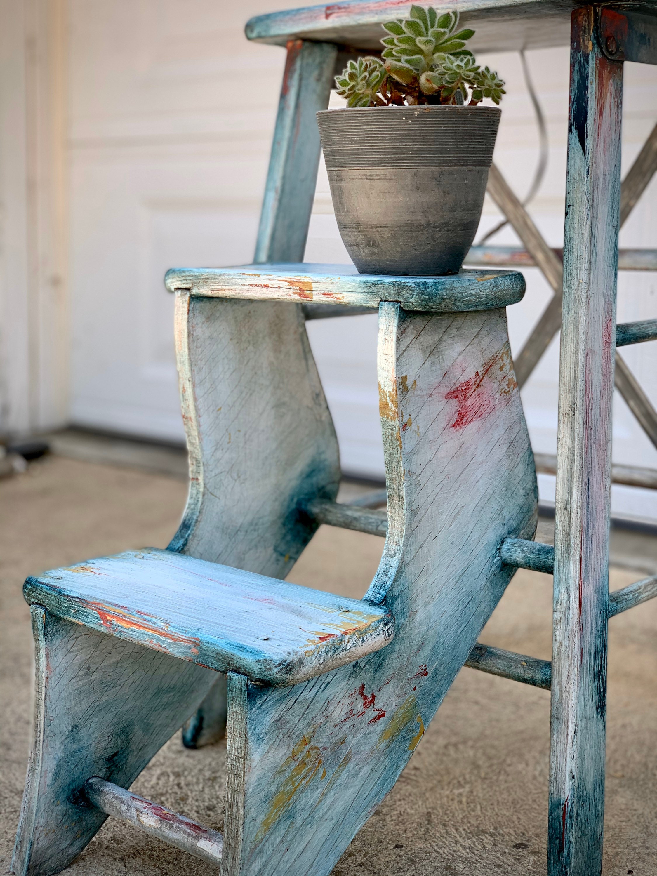 SOLD Vintage Distressed Step Stool - Etsy