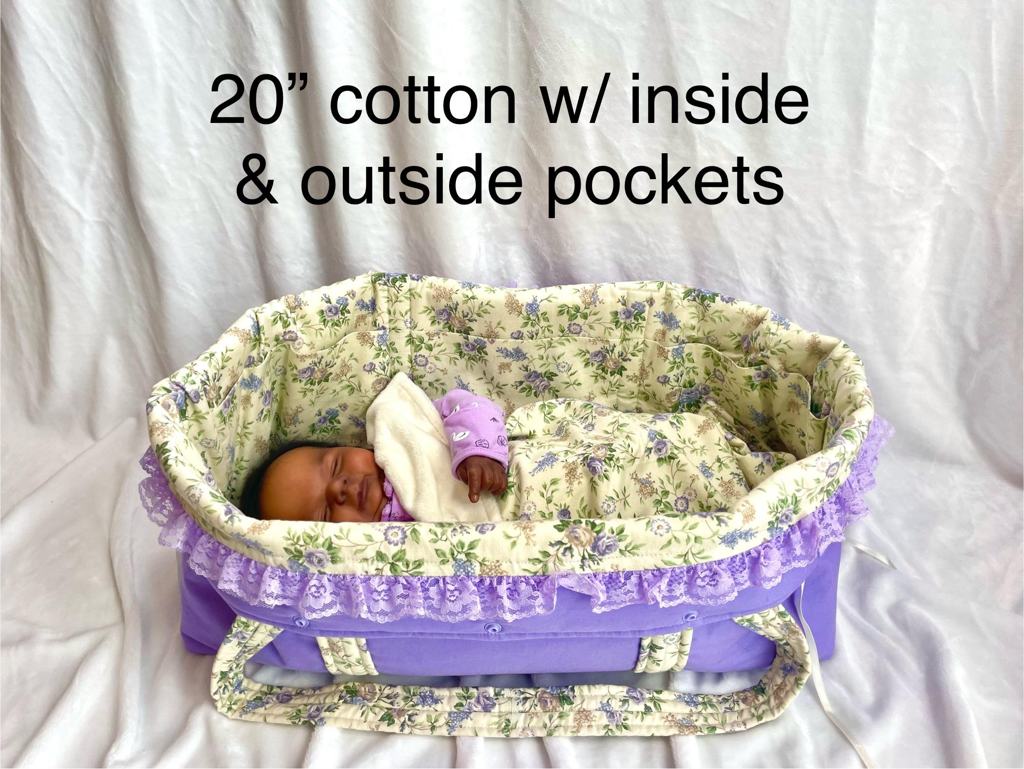 Reborn Doll Bassinet Carry Bag 20 Newborn Inside and Outside Pockets Lavender Floral Etsy