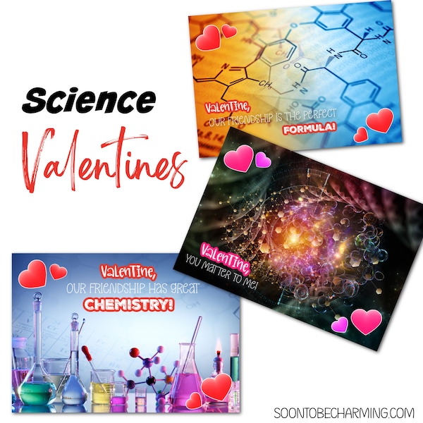 Science Valentine Cards | Kids | School | Valentines Day | Chemistry | Friends | Kids Valentines