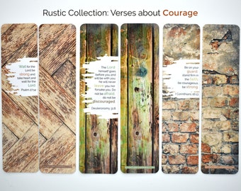 Rustic Bookmark Collections| Set of 3 Bookmarks| Bible Verses | Laminated | Scripture | Father's Day | Gift | NIV | ESV | NKJV| Courage