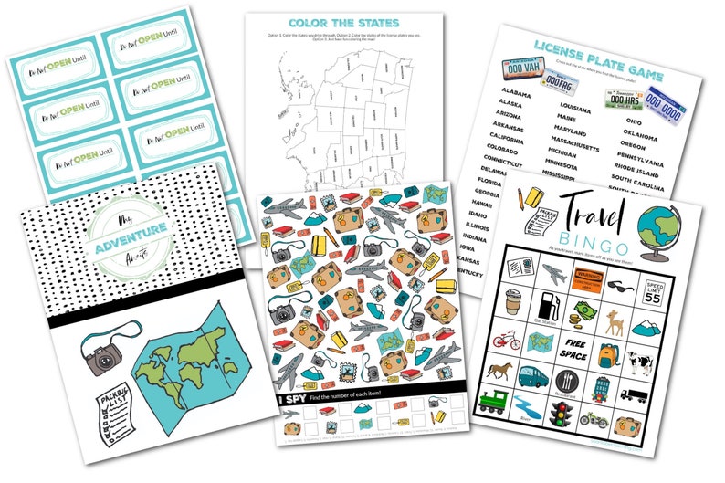 Kids Travel Binder | Road Trip | Kids | I SPY | Bingo | License Plate ...