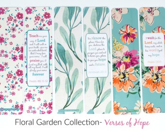 Floral Garden Collection| Set of 3 Bookmarks| Bible Verses | Laminated | Scripture | Mother's Day | Gift | NIV | ESV | NKJV| Hope