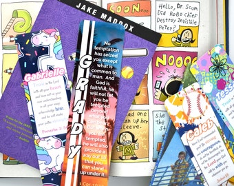 Personalized Bookmarks For Kids | Bible Verses | Laminated | Scripture | Reading | Gift | NIV | Back To School