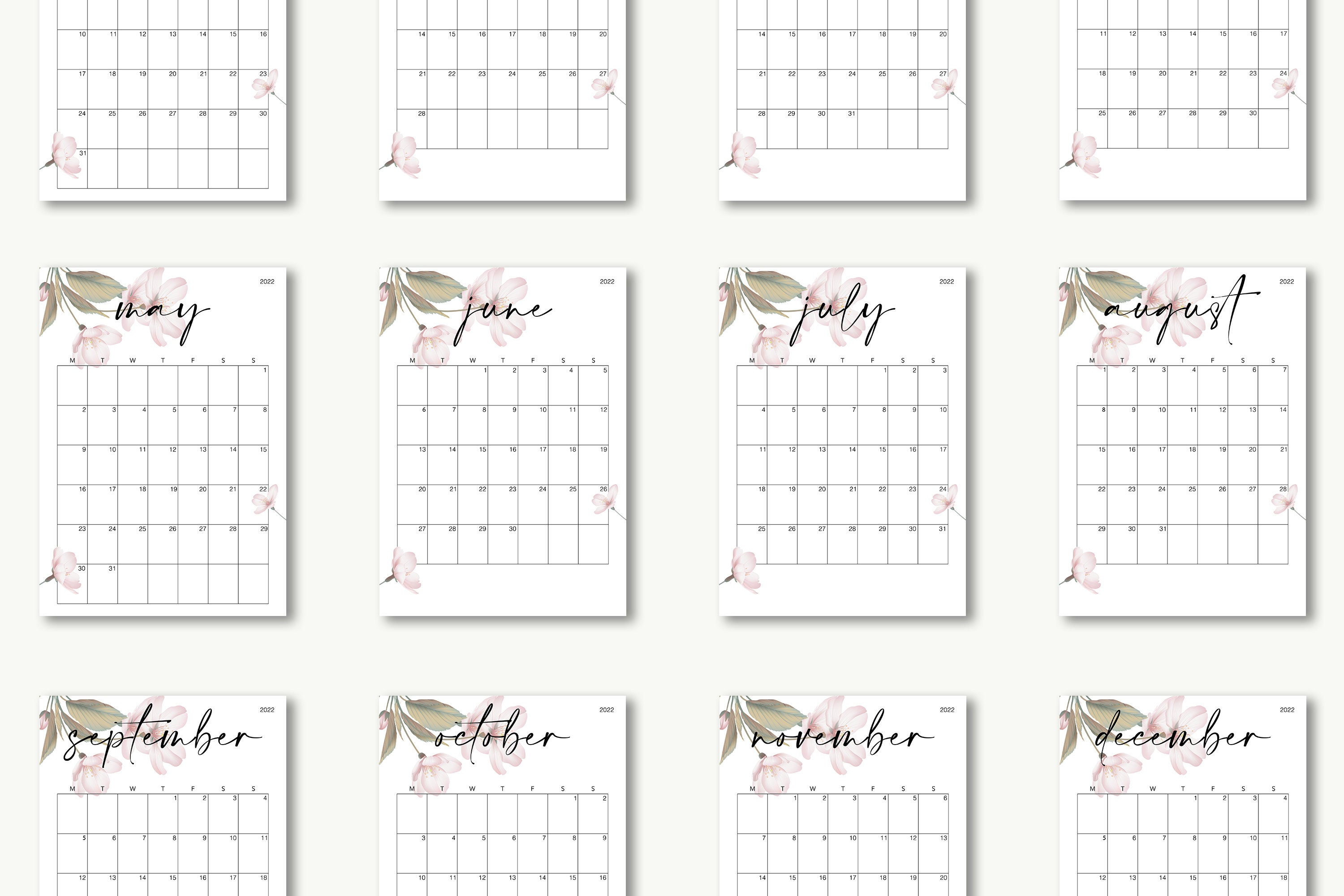 2022 Printable Calendar 2022 Desk Calendar 2022 Wall Etsy