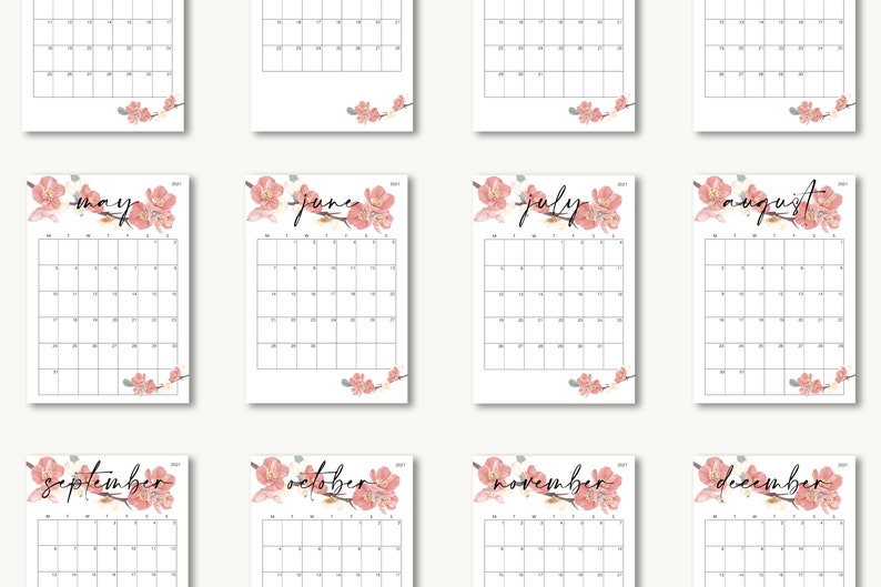 2021 printable calendar 2021 desk calendar 2021 wall etsy