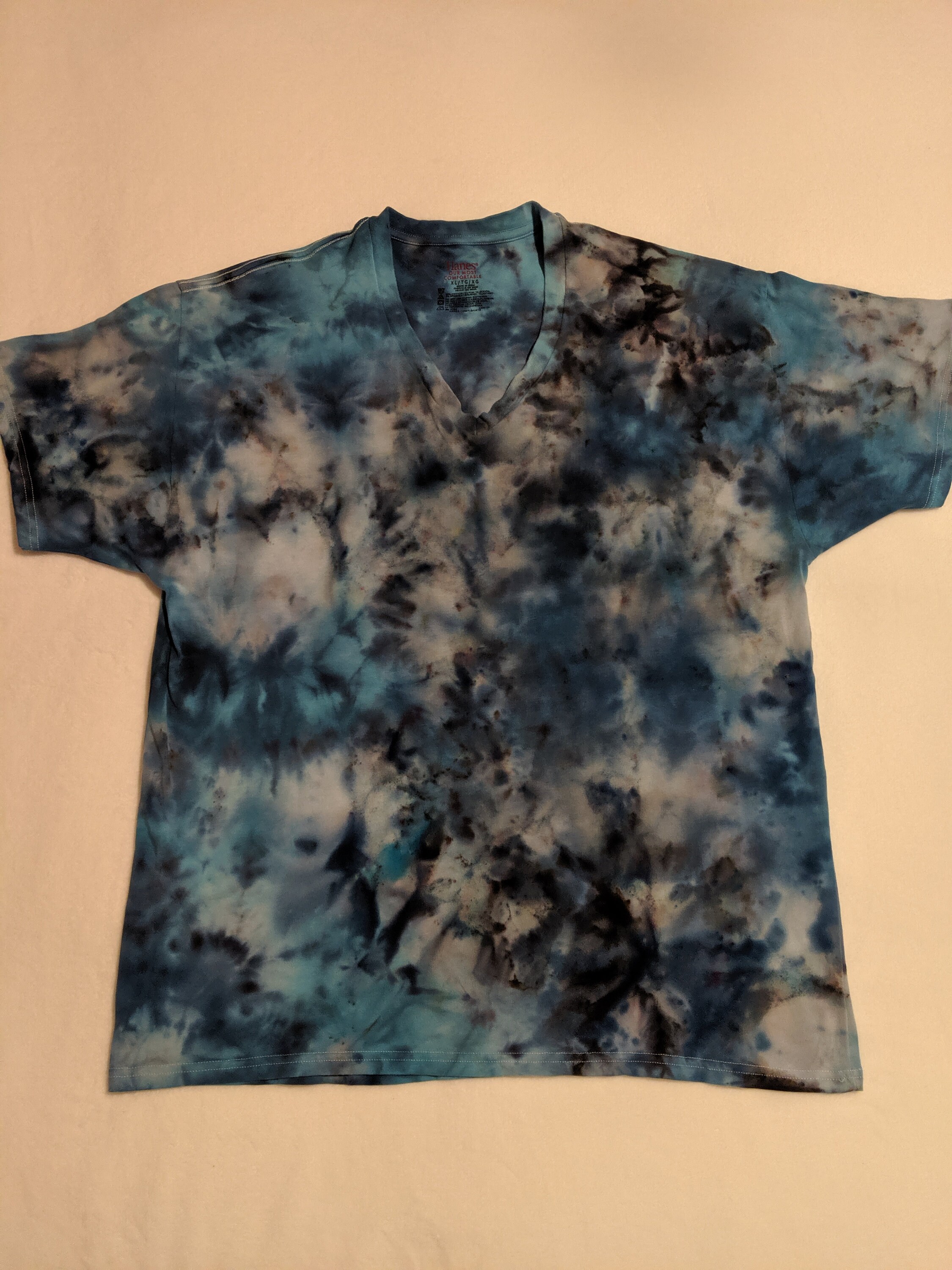 Adult Unisex XL Blue Tiedye VNeck Tshirt Etsy