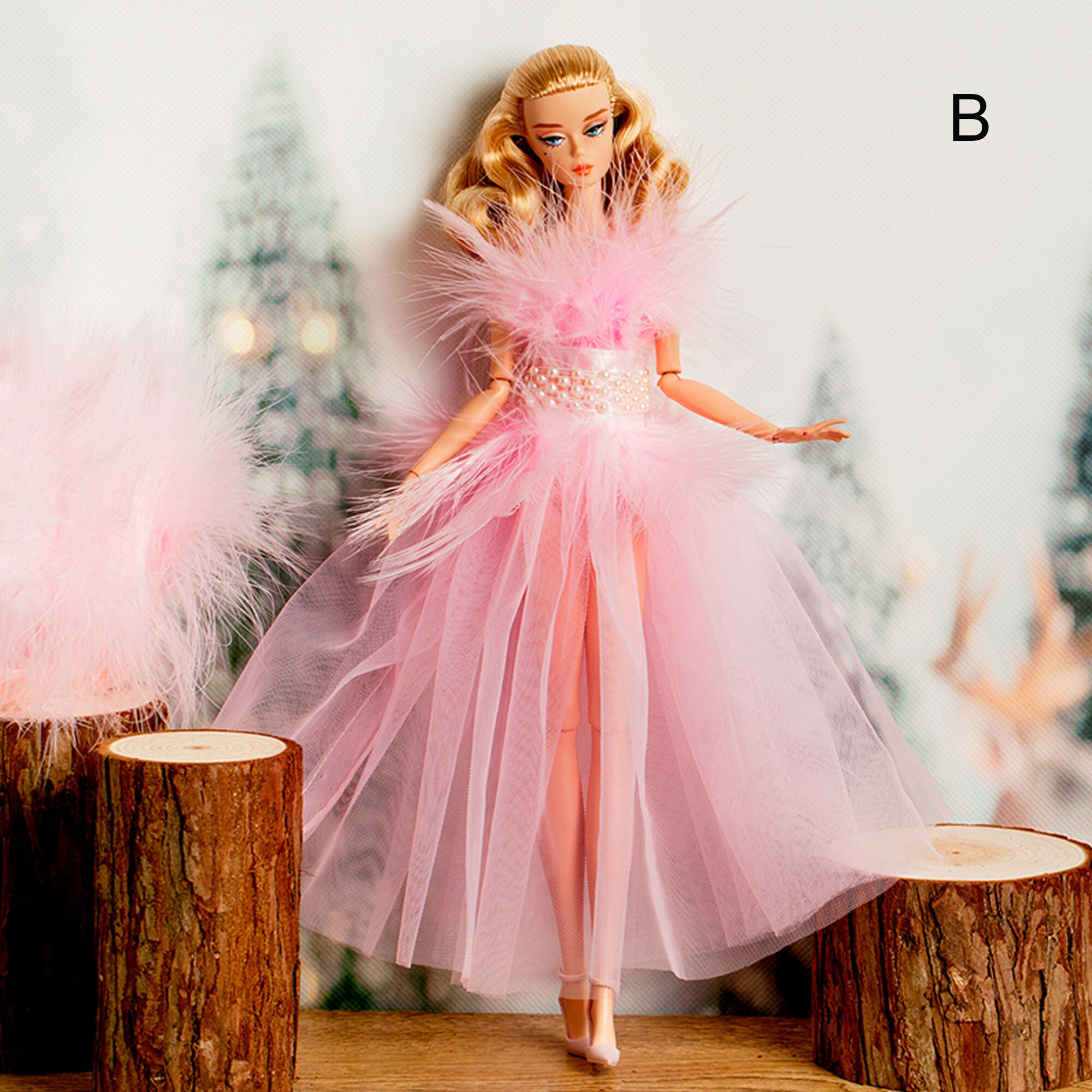 Barbie Pink Gorgeous Dress Slim Feather Dress Barbie | Etsy