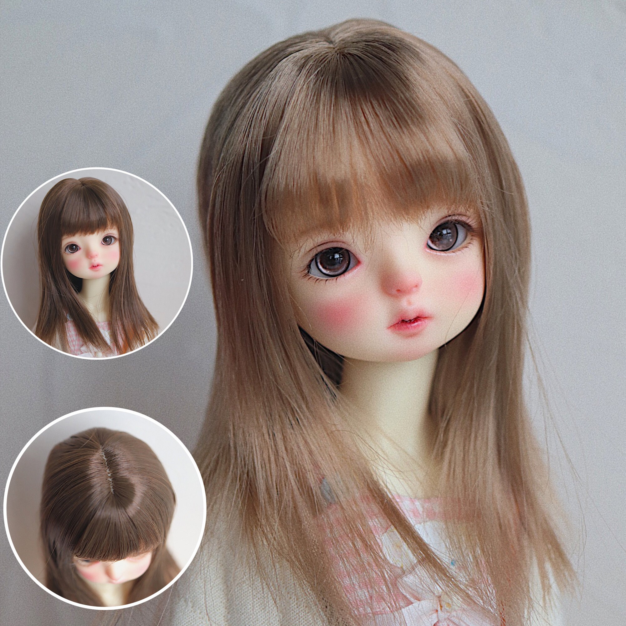 Doll Straight Wig Doll Wig Mohair Doll Wig Brown Doll Wigs Etsy