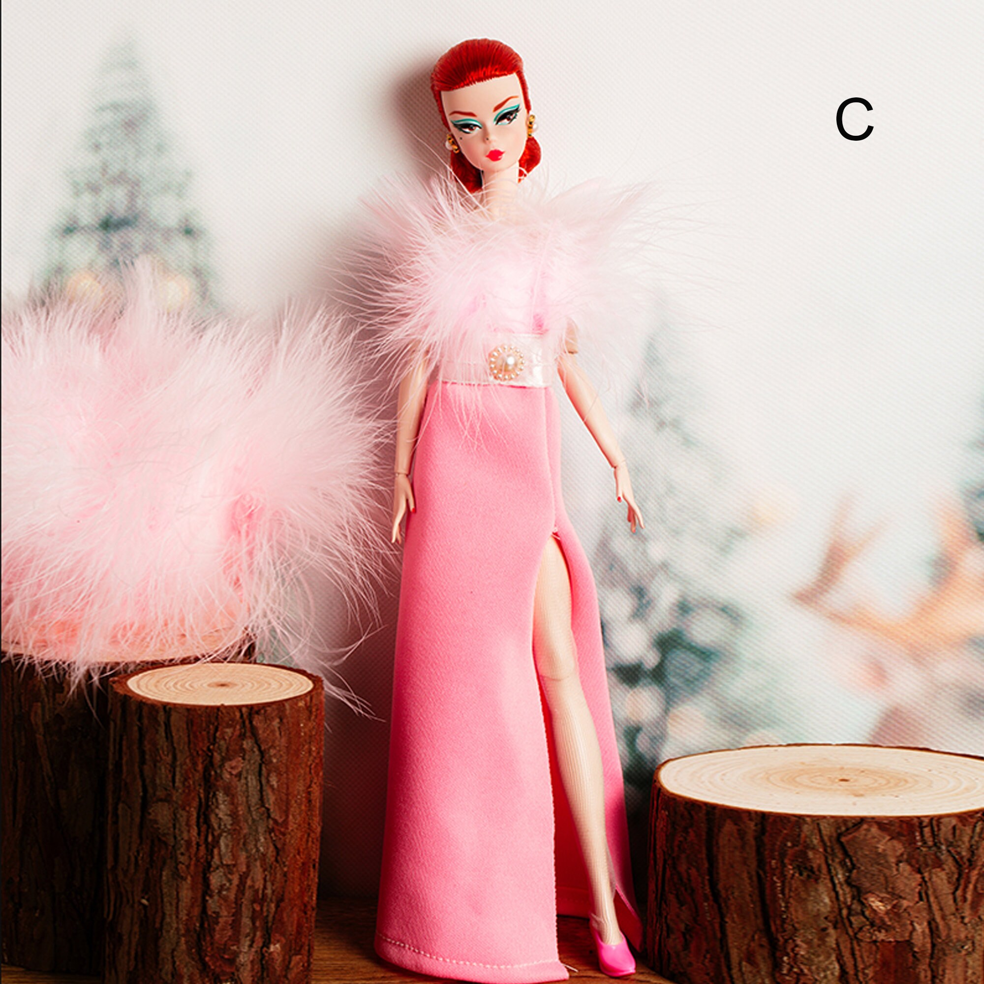 Barbie Pink Gorgeous Dress Slim Feather Dress Barbie | Etsy