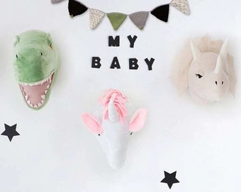 stuffed dinosaur head for wall