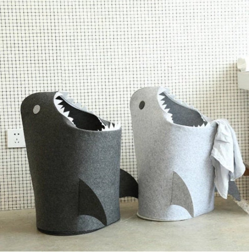 SALE Shark Attack Felt DIY Laundry Hamper Laundry Basket Etsy