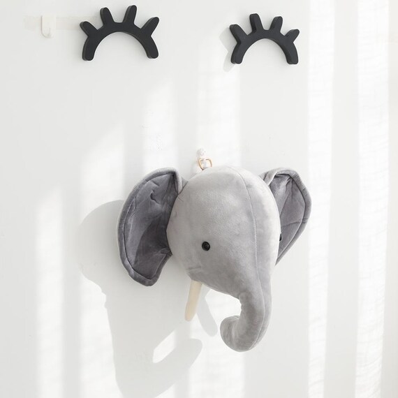 plush elephant head wall mount